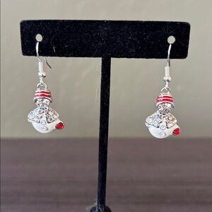 Crystal Snowman‎ Earrings NWT